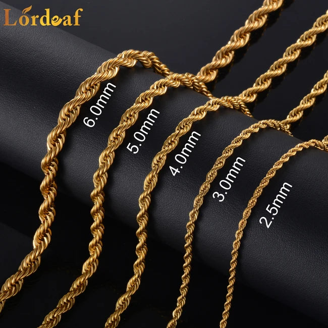 18k Gold-Plated Stainless-Steel Twist Rope Chain