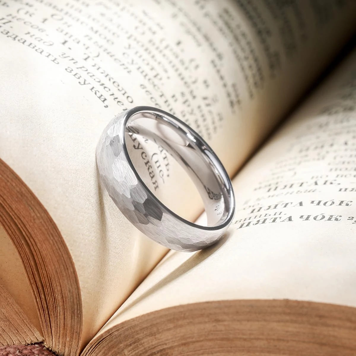 Quorix Hammered Multi-faceted Titanium Ring