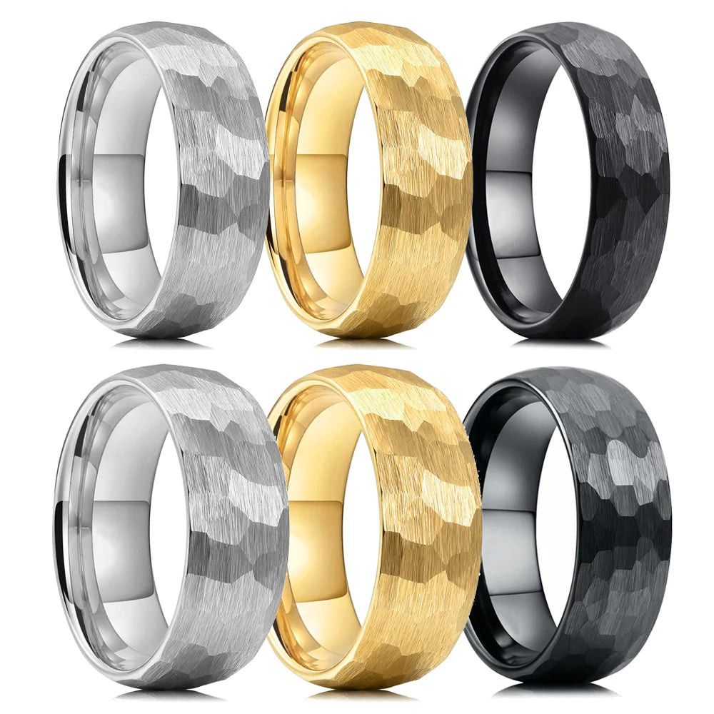 Quorix Hammered Multi-faceted Titanium Ring