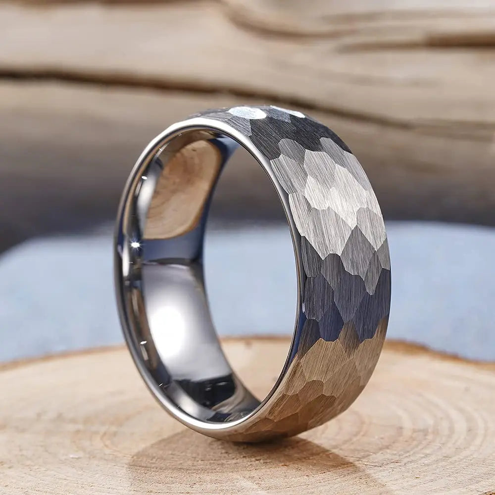 Quorix Hammered Multi-faceted Titanium Ring