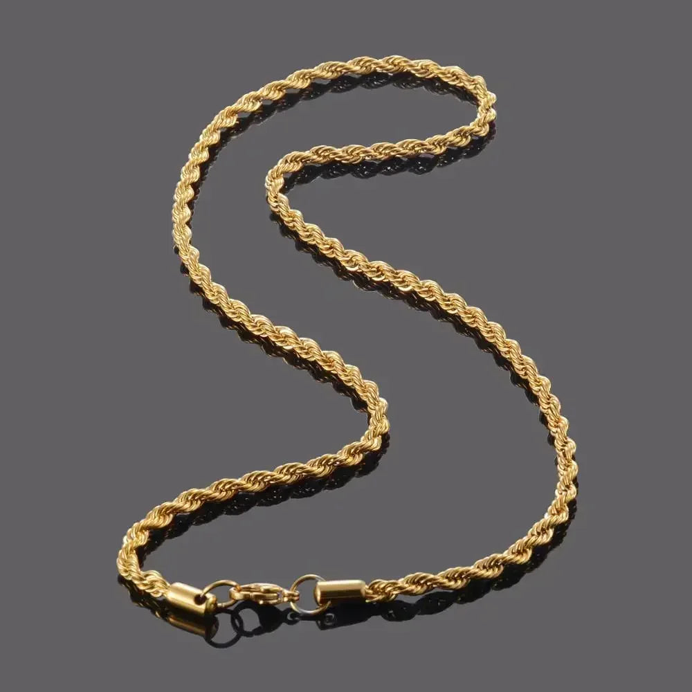 18k Gold-Plated Stainless-Steel Twist Rope Chain