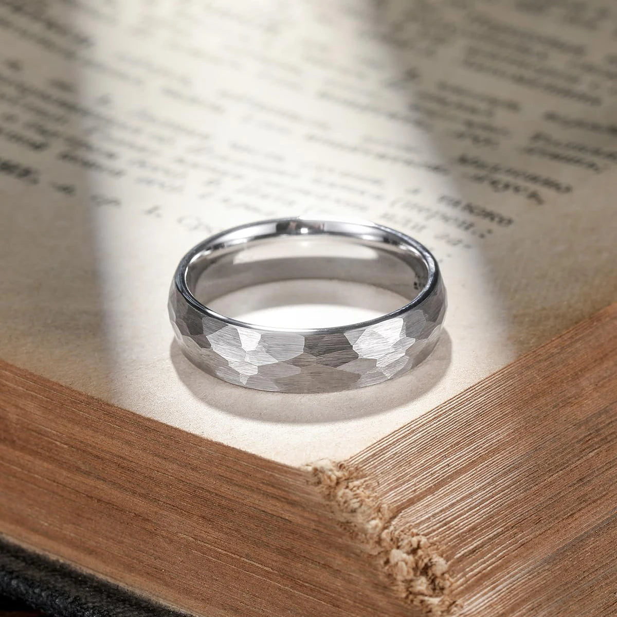 Quorix Hammered Multi-faceted Titanium Ring