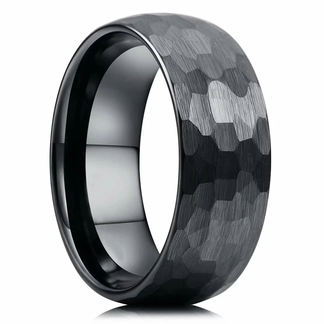 Quorix Hammered Multi-faceted Titanium Ring